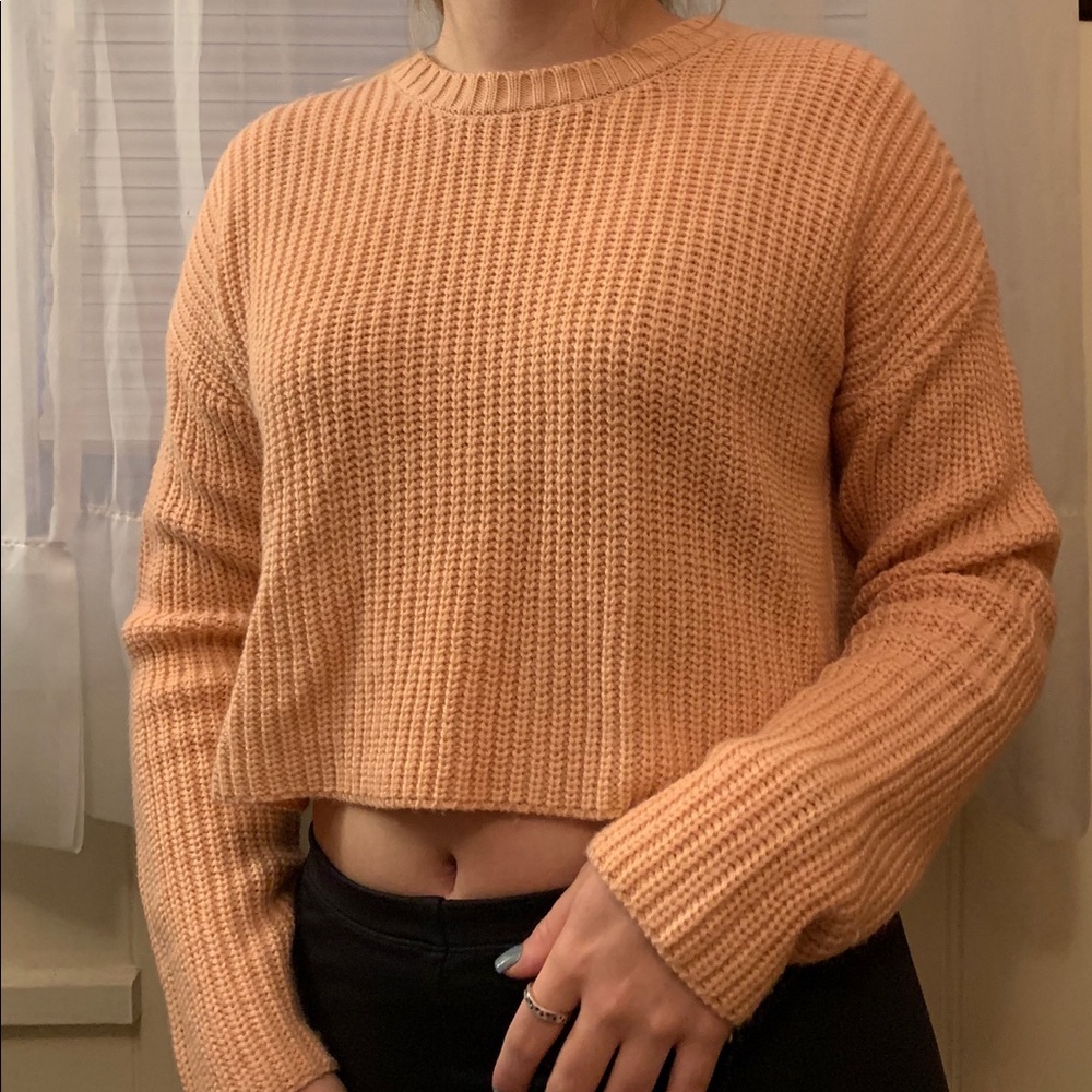 Cropped Pink Knit Sweater